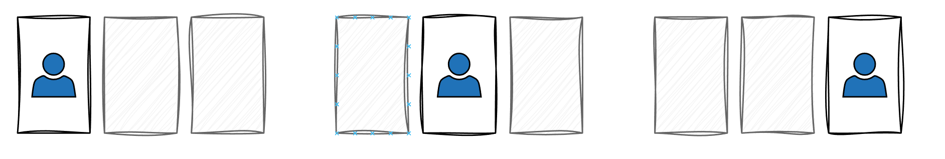Diagram showing three possible initial choices: left, middle, or right door